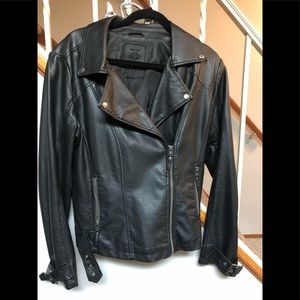 Faux Leather Jacket Moto Biker